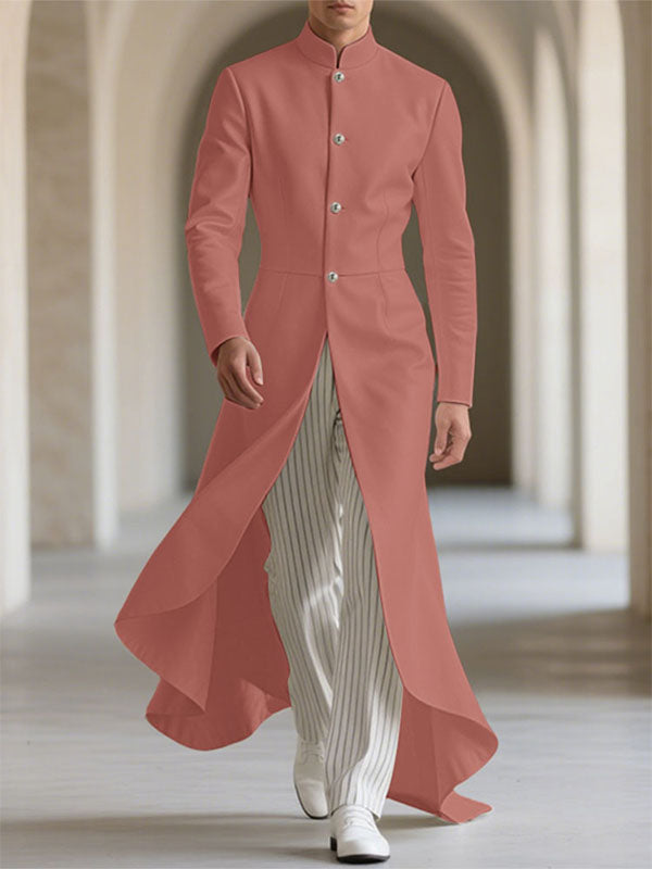 Men's Solid Color Stand Collar Long Sleeve Blazer SKUL24967