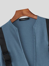 Men's Webbing Patchwork Waffle Texture Short Sleeve T-shirt SKUL46020