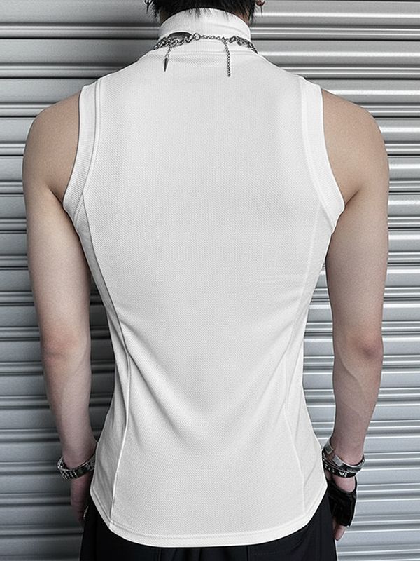 Men's Solid Color Slim Fit Mock Neck Tank SKUL45162