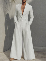 Mens Striped Casual Loose Long Sleeve Jumpsuit SKUL27277