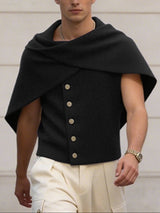 Men's Deconstructed Cape Patchwork Short Sleeve Shirt SKUL51828