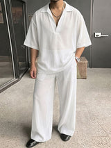 Men's Vintage Cuban Collar Sheer Mesh Oversized Two Pieces Outfit SKUL70592