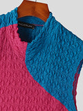 Mens Texture Two Tone Patchwork Sleeveless Vest SKUK09272
