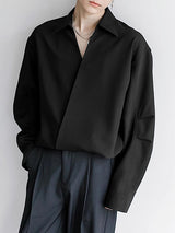 Men's Solid V Neck Long Sleeve Shirt SKUL30770