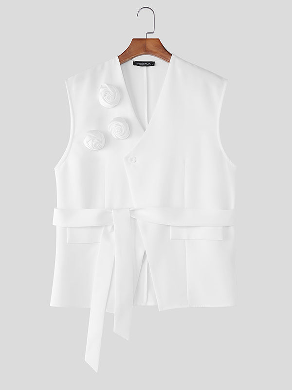 Men's 3D Floral Decor Casual Waistcoat SKUL26081