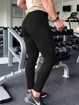 Men's Athletic Performance Gym Workout Waffle Knit Elastic Waist Slim Pant SKUL84085