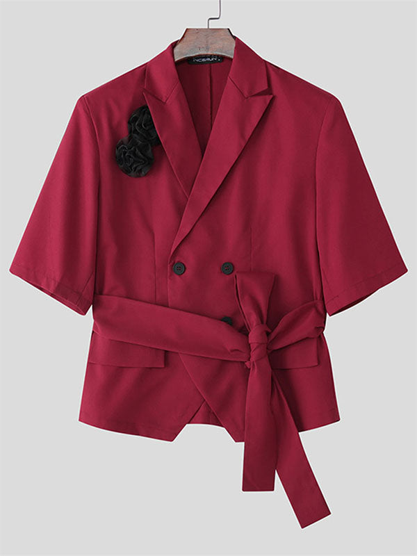 Mens 3D Flower Patchwork Short Sleeve Blazer SKUL02050