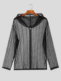 Mens Lace Hollow Zip Front Hooded Jacket SKUK15892