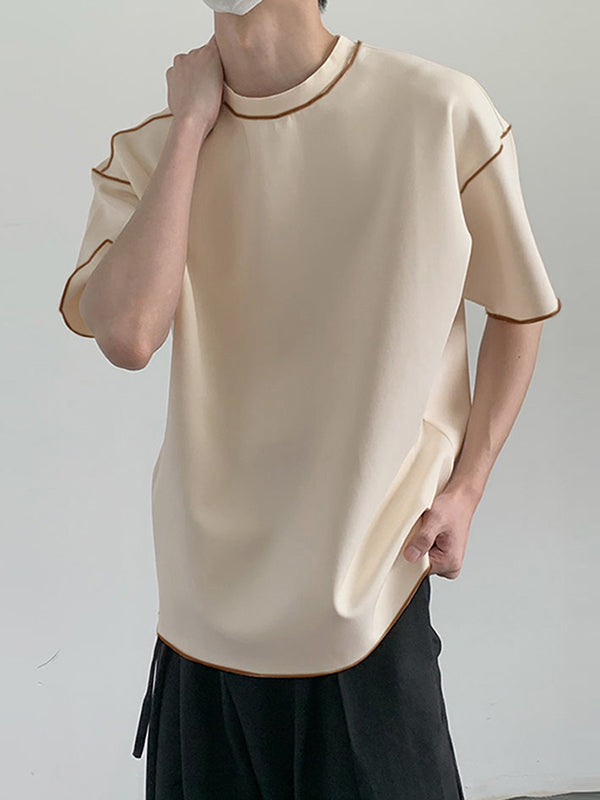Mens Contrast Topstitching Short Sleeve T-Shirt SKUK13621
