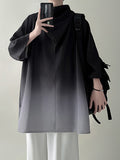 Mens Ombre Cowl Neck 3/4 Length Sleeve Shirt  SKUK48610