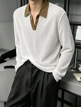 Men's Sexy Party See-Through Mesh Open Knit Long Sleeve Shirt SKUL79541