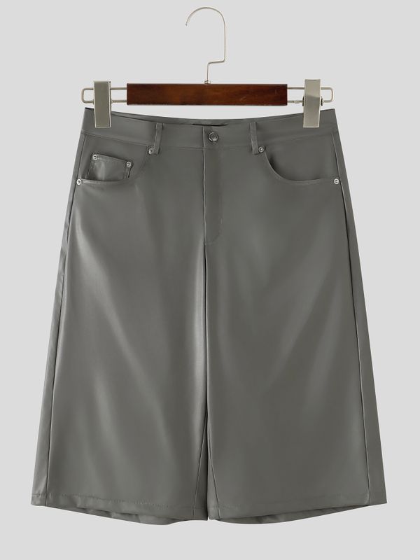 Men's Y2K Avant-Garde Baggy Faux Leather Short SKUL78972