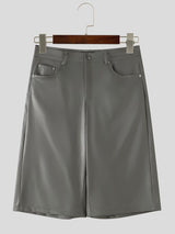 Men's Y2K Avant-Garde Baggy Faux Leather Short SKUL78972