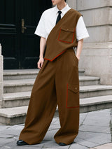 Men's Color Block One Shoulder Two Pieces Outfit SKUL37290