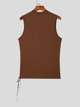 Men's Sheer Mesh Patchwork Side Tie Tank SKUL48619