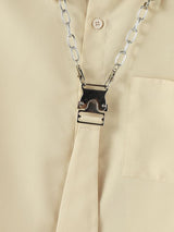 Men's Deconstructed Metal Buckle Tie Long Sleeve Shirt SKUL42420