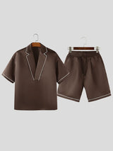 Men's Shiny Contrast Stripe Casual Two Pieces Outfit SKUL53187