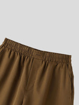 Men's Japanese Cityboy Minimalist High-Elastic Wide Waistband Side-Slit Five-Point Short SKUL69605