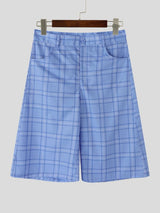 Men's Avant-Garde Plaid Wide-Leg Culotte Short SKUL60802