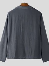 Men's Asymmetrical Placket Textured Long Sleeve Shirt SKUL46303