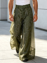 Men's Avant-Garde Sheer Organza Loose Wide Leg Palazzo Pant SKUL68199