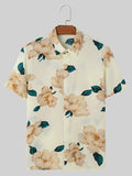 Mens Floral Print Lapel Collar Short Sleeve Shirt SKUK52980