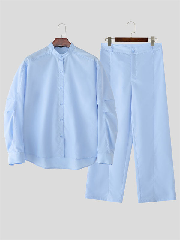 Men's Minimalist Solid Color Casual Two Pieces Outfit SKUL30478