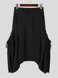 Mens Side Drawstring Design Solid Skirt SKUK31055