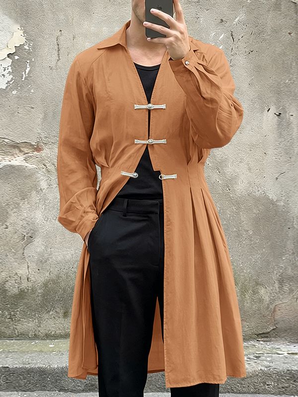 Men's Sheer Frog Button Long Sleeve Cardigan SKUL57282