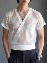 Mens Sheer Striped Short Sleeve T-Shirt SKUL16905