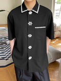 Mens Button Design Casual Short Sleeve Shirt SKUK20326