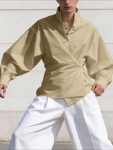 Men's Deconstructed Asymmetrical Placket Long Sleeve Shirt SKUL52021