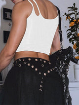 Men's Solid Color Lace-Up Patchwork Cropped Tank SKUL15375