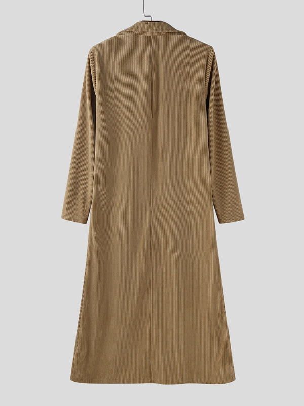 Men's Solid Color Textured Long Sleeve Cardigan SKUL25807