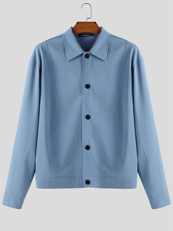 Mens Solid Color Casual Long Sleeve Shirt SKUL06374