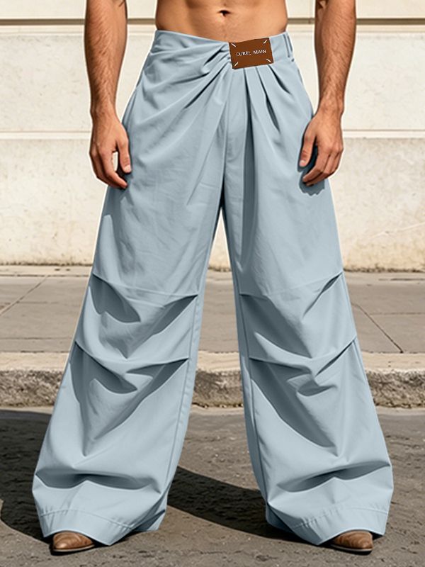 Men's Avant-Garde Knee-Pleated Oversized Baggy Wide Leg Pant SKUL66108