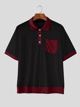 Mens Color Block Casual Short Sleeve Shirt SKUL18956