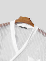 Mens Sheer Striped Short Sleeve T-Shirt SKUL16905