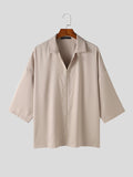 Mens Solid Zip Front 3/4 Sleeve Shirt SKUK51199