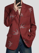 Men's Bird Printed Long Sleeve Blazer SKUL37524