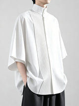 Men's Avant-Garde Accordion-Pleated Batwing Shirt SKUL50543