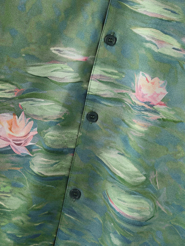 Mens Lotus Flower Print Short Sleeve Shirt SKUL17014