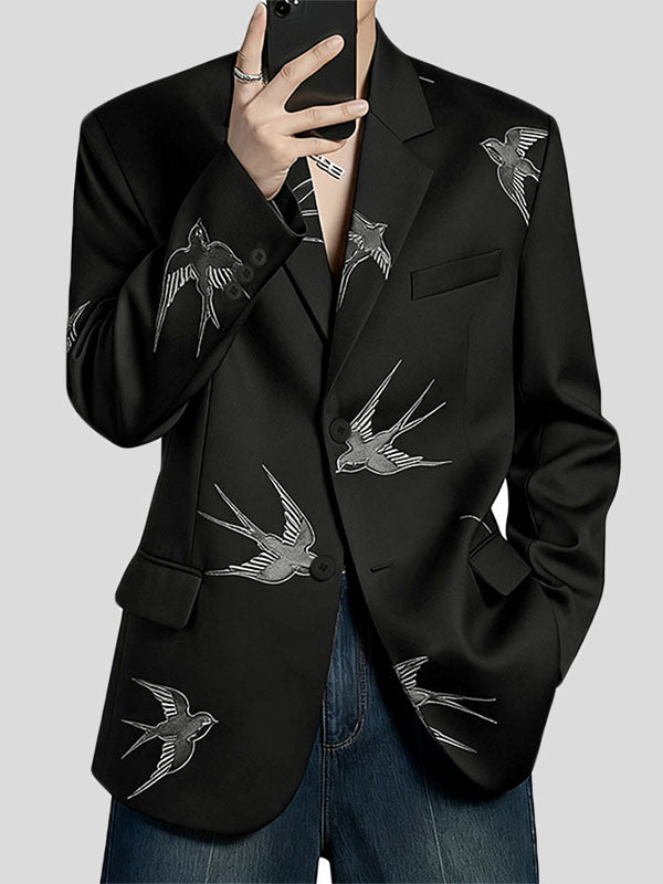 Men's Bird Printed Long Sleeve Blazer SKUL37524