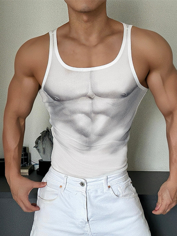 Men's 3D Faux Muscle Casual Tank SKUL19732