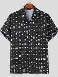 Mens Geometric Pattern Print Metal Button Shirt SKUK17091