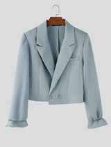 Men's Solid Color Plush Long Sleeve Blazer SKUL46255