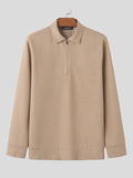 Mens Solid Zip Long Sleeve Golf Shirt SKUK48324