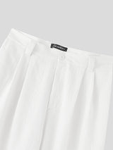 Mens Solid Color Loose Textured Casual Pant SKUL15603