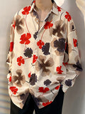 Mens Art Floral Print Long Sleeve Shirt SKUK46406