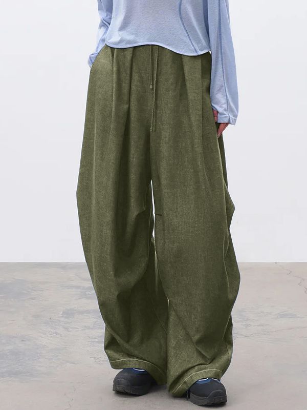 Men's Solid Color Tie Waist Casual Pant SKUL61168